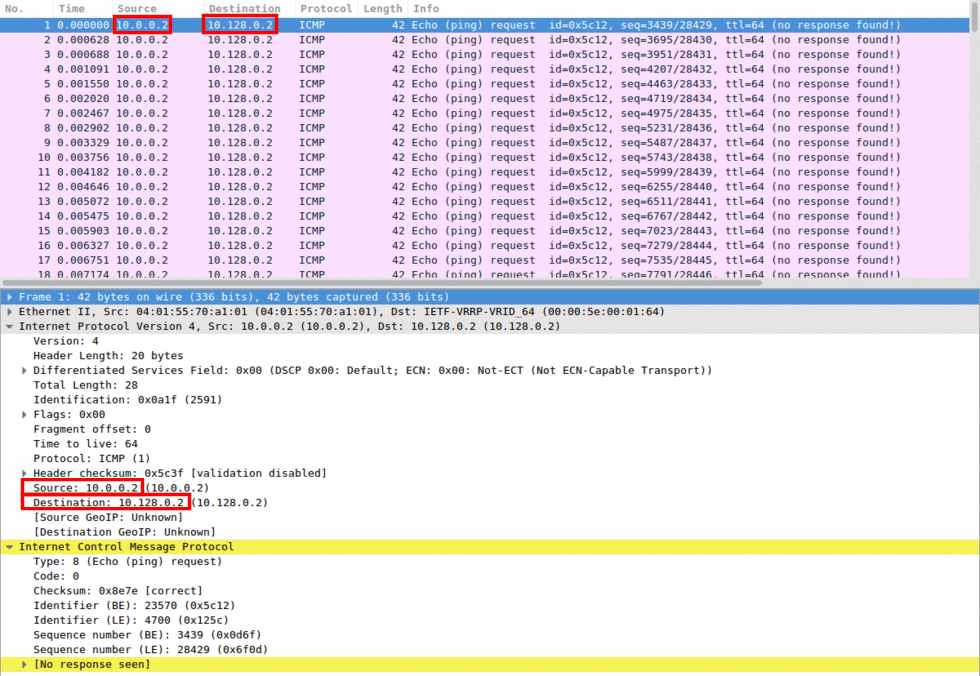 이미지 10 : ICMP Flooding 공격 패킷의 예시